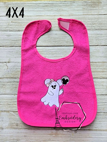 Mrs Mouse Ghost with Balloon Embroidery Design - 4x4